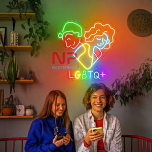 Neonowe znaki LGBTQ+ Heart, Neonowe znaki LED LGBT, Neonowe znaki gejowskie, Niestandardowe znaki neonowe, Prezent na miesiąc dumy, Kolorowy znak neonowy, Znak ścienny do sypialni