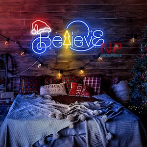 Believe Christmas Neon Sign, Christmas Party Decor, Christmas Tree Wall Decor, Christmas Gifts, Merry Christmas Sign, Christmas Neon Sign