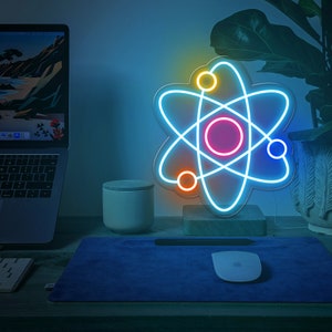 Atom neon sign, Molecule neon sign, dna neon light, atomic neon sign, laboratories neon sign, Neon science, electrons orbits led sign