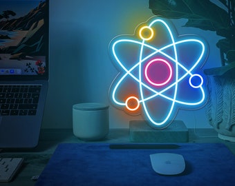 Atom neon sign, Molecule neon sign, dna neon light, atomic neon sign, laboratories neon sign, Neon science, electrons orbits led sign