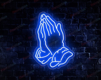 Praying Hand Neon Sign,Neon sign decor,personalized wedding,Hand of God Neon Sign,Jesus Sign Neon Wall Decor, Christian gift, Religious gift