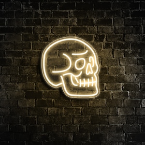 Skeleton Neon Sign, Skull Halloween, Custom Handmade Art Neon Light,White Vibes for Wall Decor,Personalized Aesthetic Gifts,Custom Neon Sign