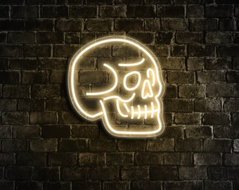 Skeleton Neon Sign, Skull Halloween, Custom Handmade Art Neon Light,White Vibes for Wall Decor,Personalized Aesthetic Gifts,Custom Neon Sign