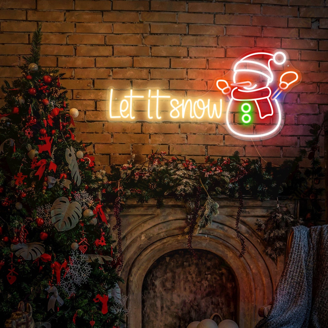 Let It Snow Sign Snowman Neon Sign Christmas Neon Sign Christmas Gift ...