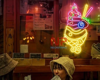 Taiyaki Ice Cream Neon Sign Sweet Japanese Taiyaki Neon Light Ice Cream Neon Sign Taiyaki Shop Decor  Japanese Ice Cream Led Light