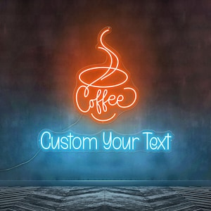 Personalized Coffee Bar Sign Custom Cup of Coffee Wall Decor Custom Logo Sign Coffee Kitchen Sign Custom Neon Sign Logo Coffee Shop Sign