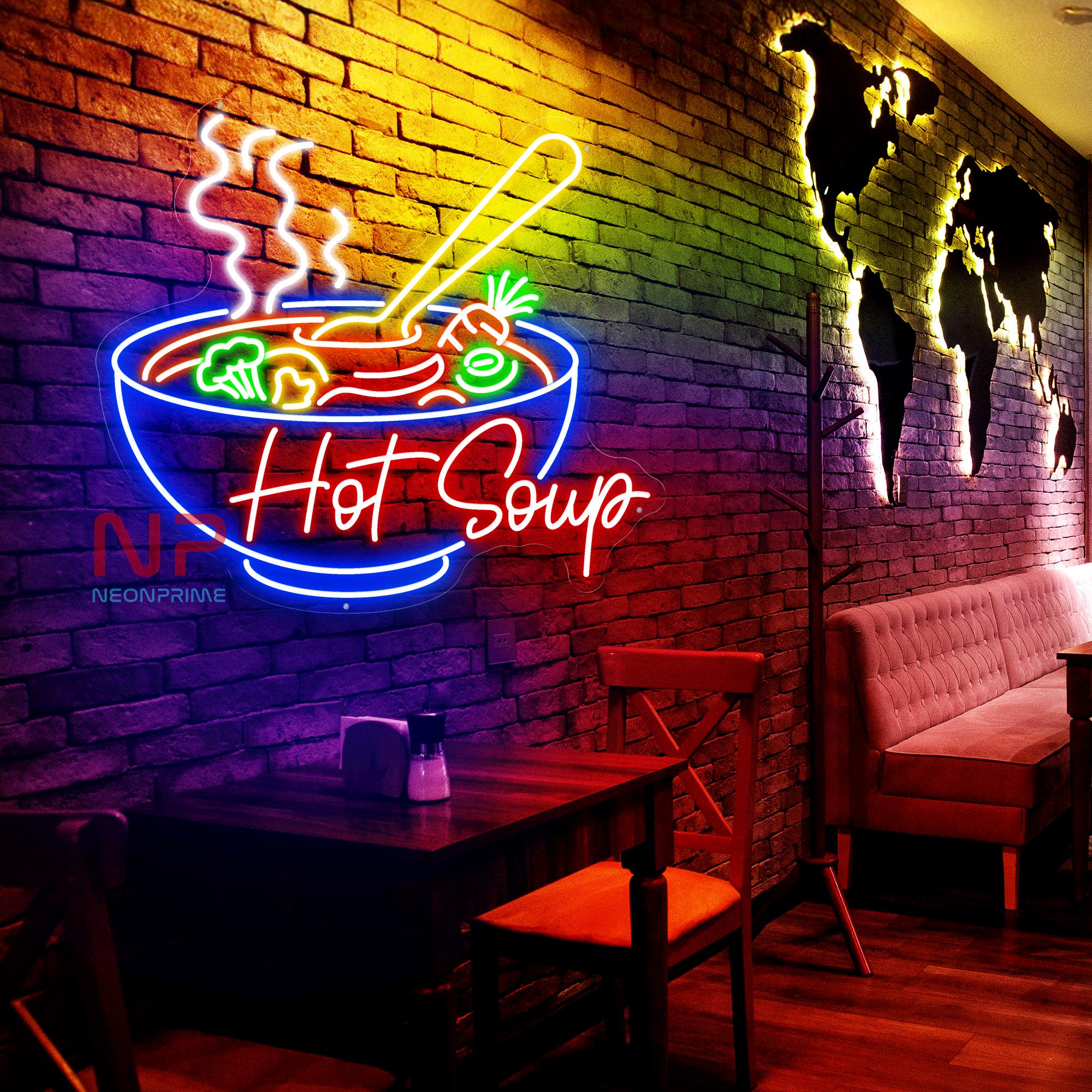 Soup Sign Led Hot Soup Neon Sign, Hot Soup Led Sign, Kitchen Wall Decor, Decor Led ...