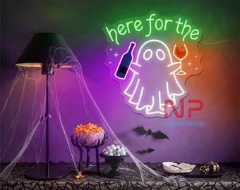 Hier für den Buh! LED-Neon-Schild, Halloween-Geisterdeko, gruselige Wandleuchte, Halloween-Partydeko, Bar-Schild, Herbstdeko für Zuhause, Buh-Geisterlicht