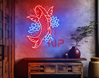 Koi Fisch Leuchtreklame Japan Leuchtreklame Japan Leuchtreklame Japan Dekoration Kanji Leuchtreklame Japanisch Leuchtreklame Koi Fisch Geschenk