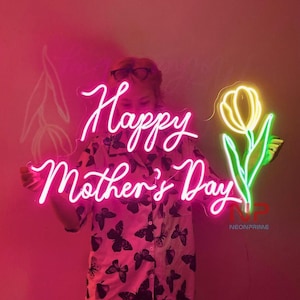Custom Happy Mother&#39;s Day Neon Sign, Mother&#39;s Day Neon Sign, Custom Mother&#39;s Day Gift LED Neon Sign Party Decor Gift For Mom Mother