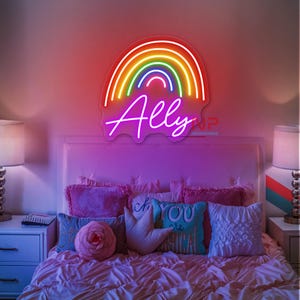 Ally Rainbow Neon Sign, Custom Straight Alley Pride LGBT LED Neon Sign, Gay LED Sign, Custom Neon Sign, Pride Month Gift, Colorful Neon Sign