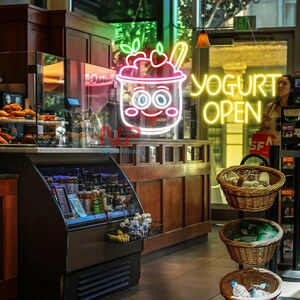 Yogurt Open Neon Sign Custom Neon Sign For Dessert Store Yogurt Bar Wall Art Frozen Yogurt Shop Wall Decor Open Neon Light Opening Gifts