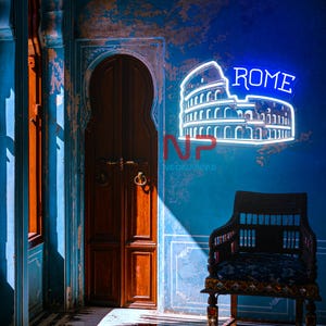 Rome Neon Sign, Colosseum Neon Sign, Roman Ruins LED Light, Colosseum Neon Art, Home Wall Decor, Office Wall Art, Custom Colosseum Neon Sign