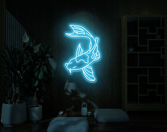 Koi Fish Neon Sign, Japanese Neon Sign, Custom Japan Neon Sign, Koi Lover Gift, Personalized Japan Gift, Fish Neon Sign,Kanji Neon Sign