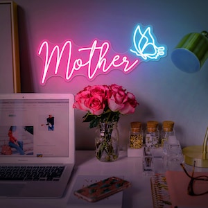 Mother&#39;s Day Butterflies Neon Sign ,Mother&#39;s Day Neon Sign,Mothers Day Gift, Personalized Gift, Personalised Mothers Day,Best Mom Gift,