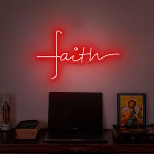 Faith Custom Neon Sign, Cross Jesus Home Decoration,Wall Art Decor, faith sign, faith led sign, faith neon sign, weddings, Anniversary Gift