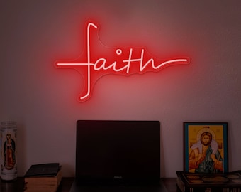 Faith Custom Neon Sign, Cross Jesus Home Decoration,Wall Art Decor, faith sign, faith led sign, faith neon sign, weddings, Anniversary Gift