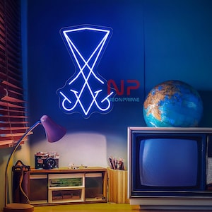 Sigil Of Lucifer, Lucifer Light Sign, Satanic Wall Sign, Satanism Neon Sign, The Seal of Satan, Custom Neon Sign, Bedroom Wall Decor