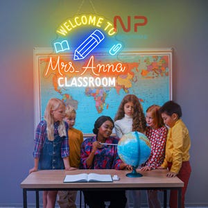 Custom Teacher Name Neon Sign,  Classroom Wall Decor, Classroom Decor Sign, Welcome to Class Neon Sign, Custom Name Sign, Gift For Teacher