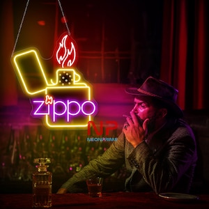 Insegna al neon Zippo, insegna per attività di fumo, insegna al neon per sigarette, insegna per negozio di fumo, decorazione per negozio di fumo, insegna al neon personalizzata per attività commerciali, decorazione per bar dei sigari