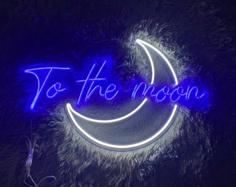 To The Moon Neon Sign, Wedding Neon Sign LED Signs for Bedroom, Home Room Wall Decorations,Party Decor,Wall Art, Neon Sign Bar Store