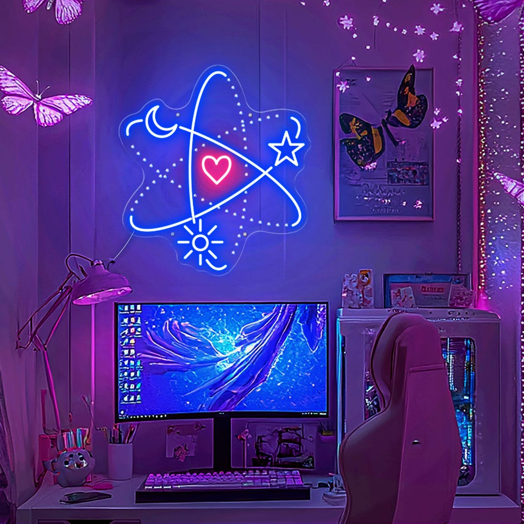Heart Atom Neon Sign, Molecule Led Sign, Molecule Love Led Light ...
