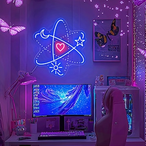 Heart Atom Neon Sign, Molecule Led Sign, Molecule Love Led Light, Bedroom Neon Sign, Satellite Neon Sign,  Custom Neon Sign, Universal Decor