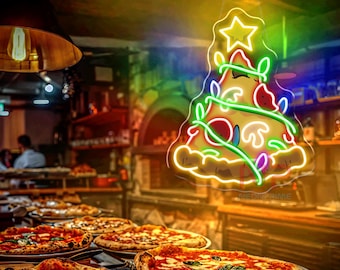 Christmas Pizza Led sign, custom pizza neon sign, food neon sign, restaurant decor, welcome sign, custom led sign, Christmas Gift