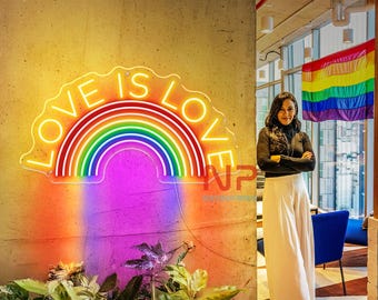 Liebe ist Liebe LED-Leuchtreklame, Regenbogen LGBT Leuchtreklame, Gay Leuchtreklame, Benutzerdefinierte Leuchtreklame, Pride Month Geschenk, bunte Leuchtreklame, Schlafzimmer Wandschild