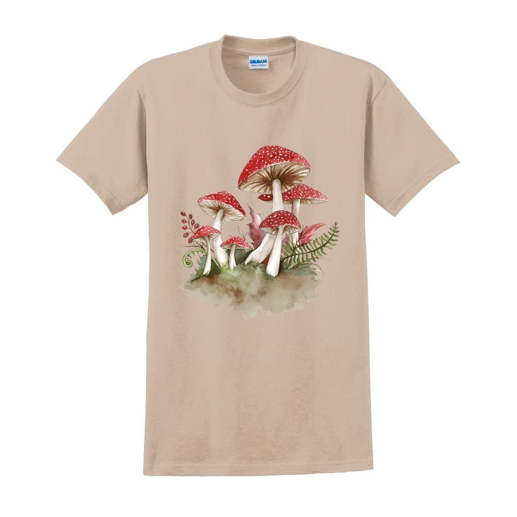 Vintage Style Mushroom T-shirt -watercolor Red Toadstools Botanical ...
