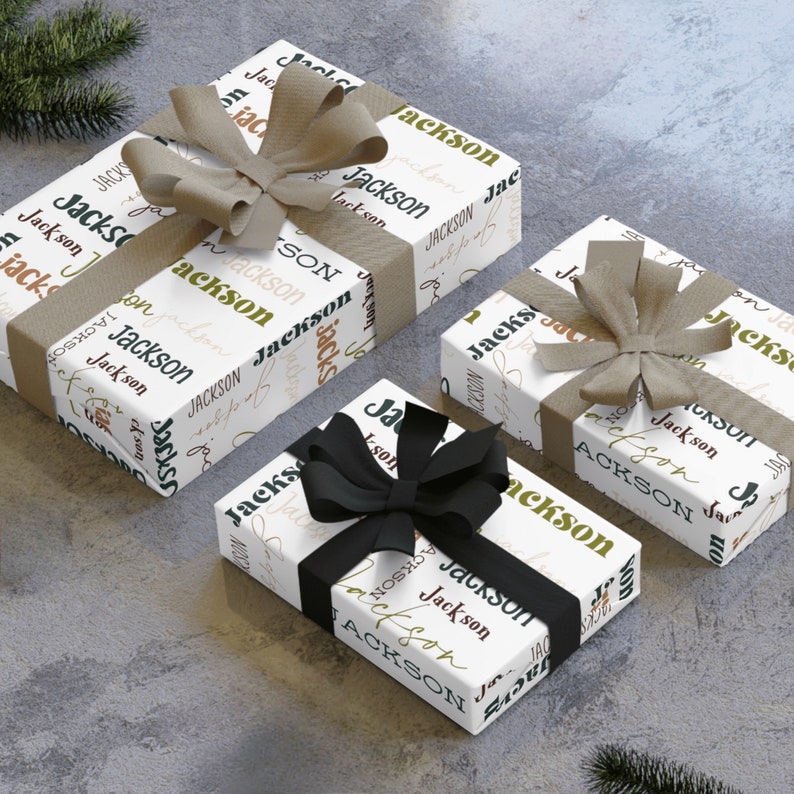 Personalized Name Wrapping Paper Holiday Custom Wrapping Etsy
