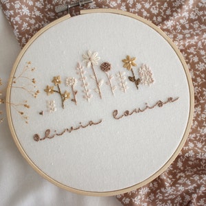 Floral Field Name Embroidery | Baby Gift | Baby Name | Newborn Gift | Custom Name | Floral Letter | Embroidery Hoop | Christmas Gift