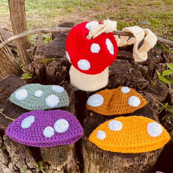 Crochet Mushroom Drawstring Bag Pattern Etsy