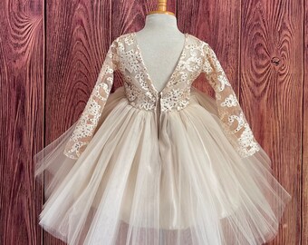 Champán encaje 4 capas tul hasta la rodilla flor niña verano Pascua boda cumpleaños princesa vacaciones sesión de fotos bebé niño niña vestido