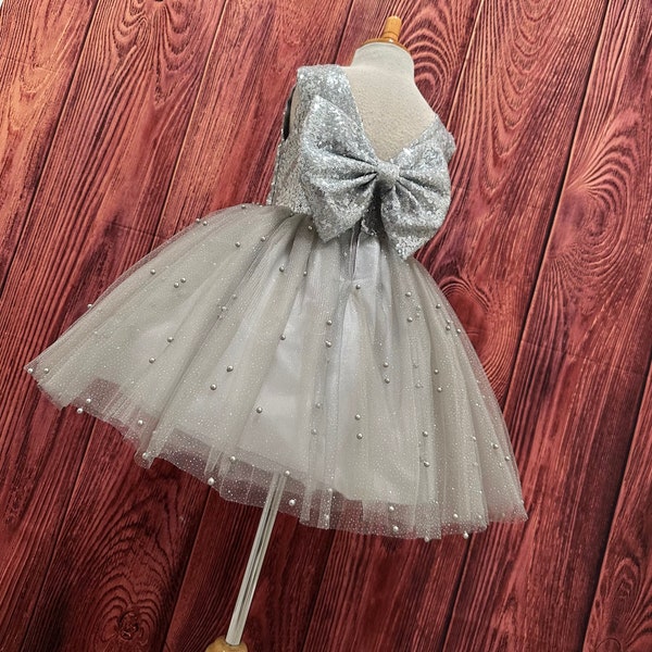 Sequins Tulle Knee-length Baby Girl Dress main image 0