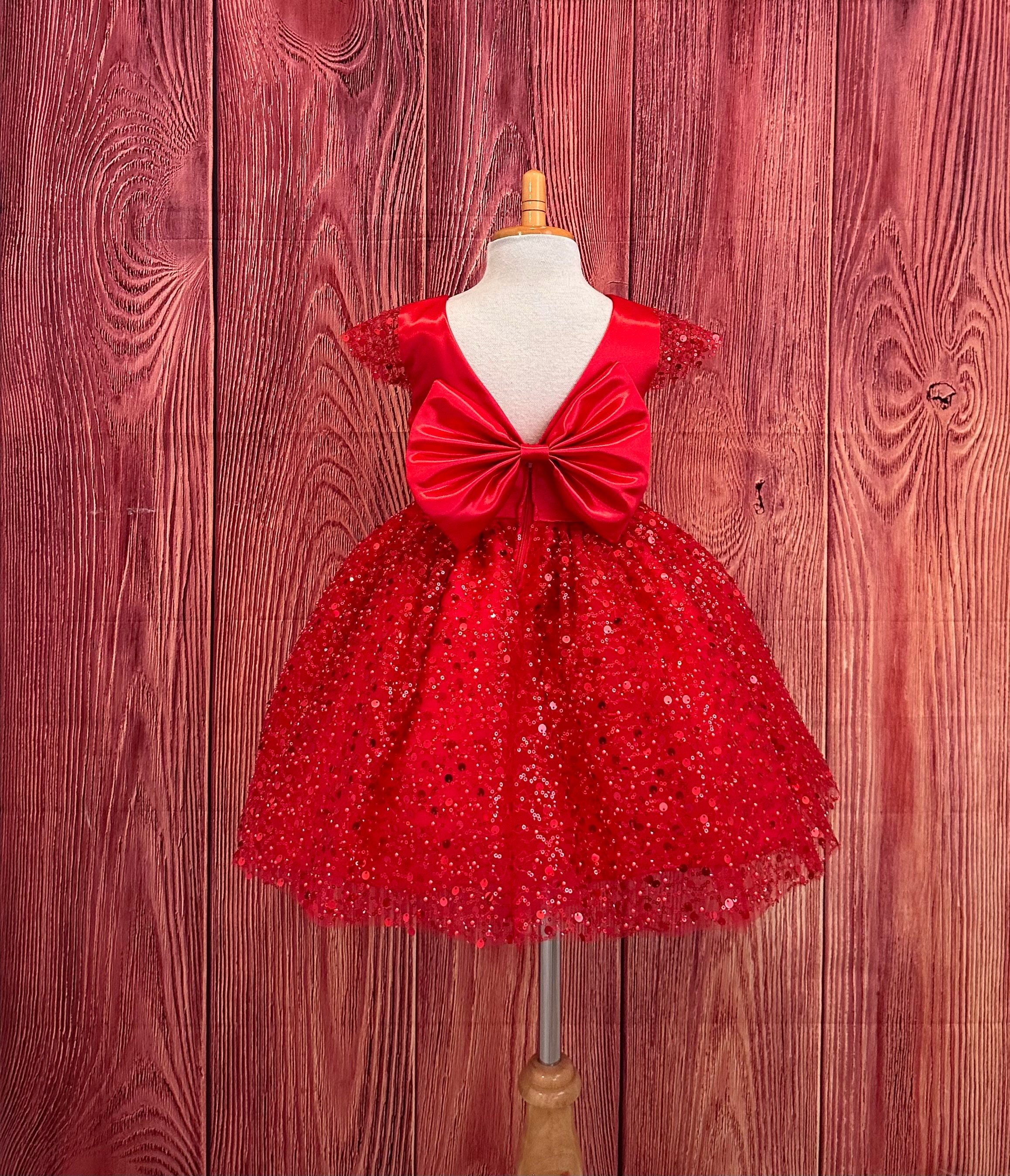 Vintage Mini World Baby Red Full Circle Dress Southern Belle Lace