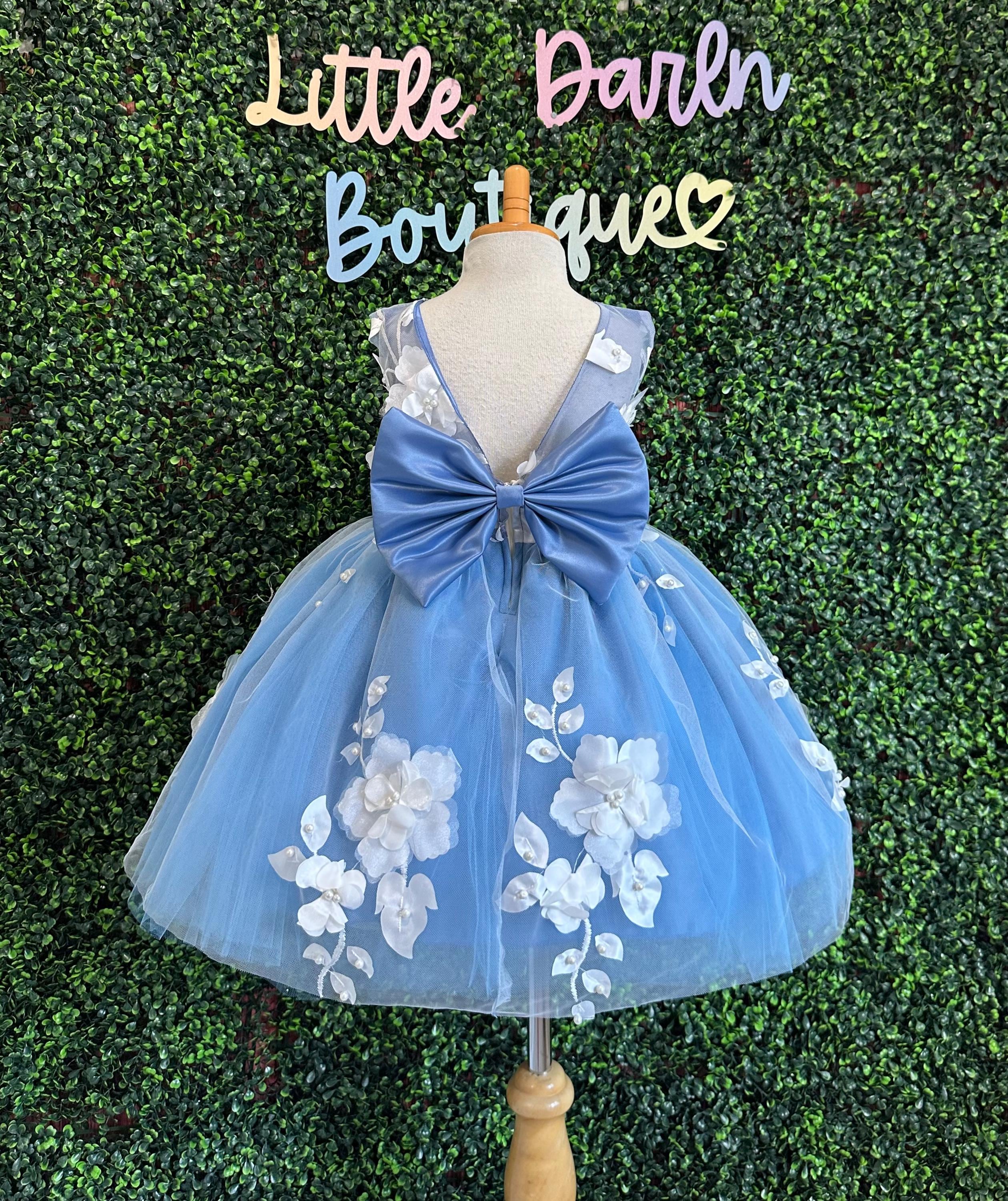 dusty blue infant dress Gabrielle 1920s Flapper Dress Gold | 1920s dress hire main image 0