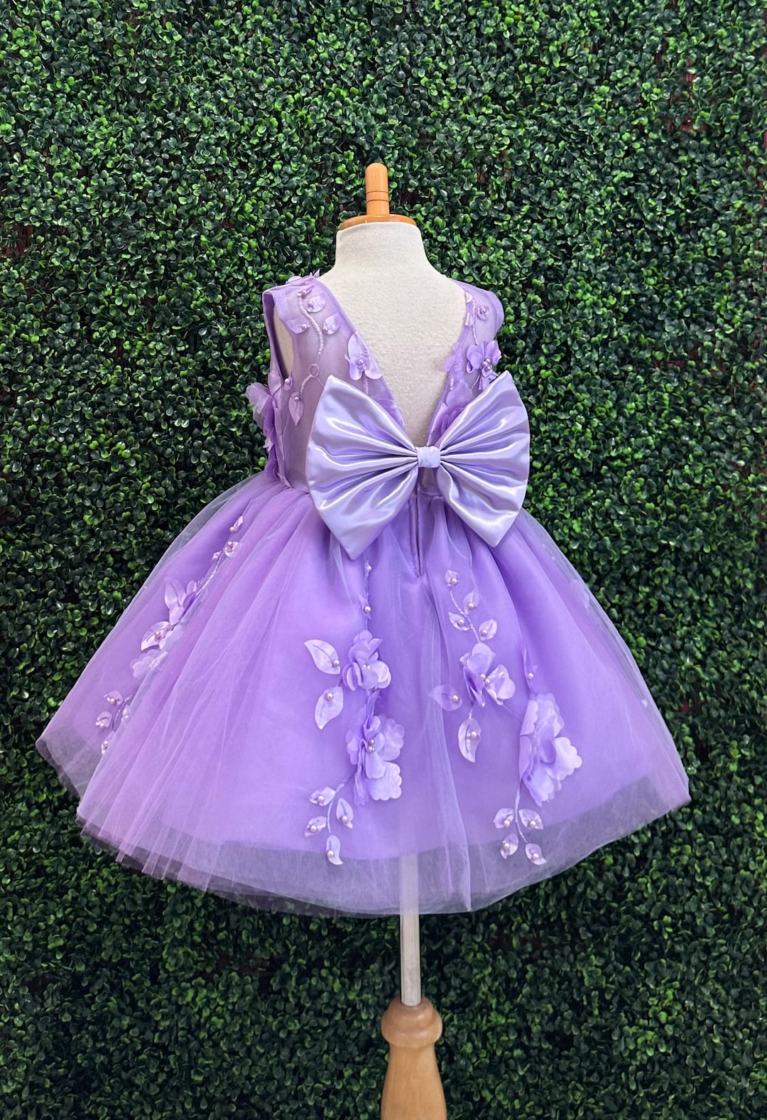 3D Flower V-Neck Dress in Lilac main image 1
