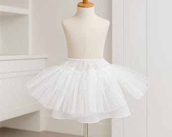 White Knee Length Petticoat Wedding Bridesmaids Flower Girl Junior Toddler Graduation Communion Baptism Photoshoot Birthday Pageant