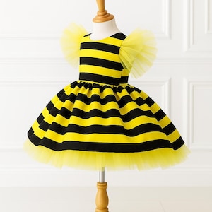 Halloween Bumble Bee Costume Contest  Infant Toddler Junior Little Bee Costume Pageant Summer Trendy Handmade Knee Length Tulle Girl Dress