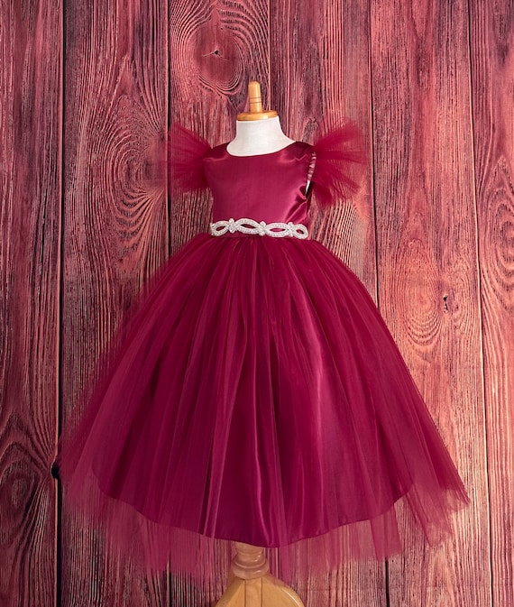 burgundy thanksgiving dress Baby Burgundy Fall Dress for Thanksgiving and Special Occasions 3mos Bodysuit/Dress main image 1