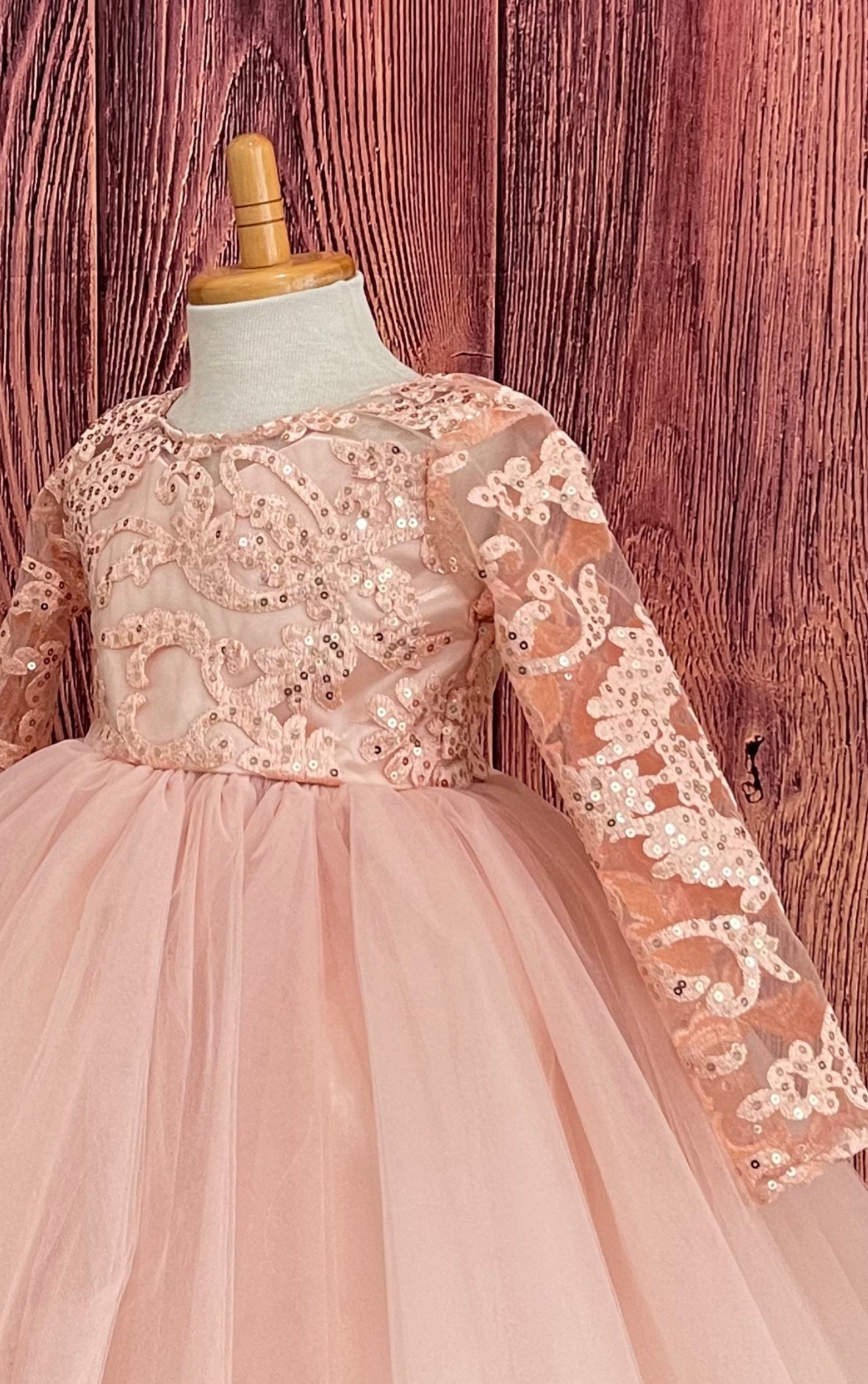 rose gold lace dress with sleeves Azazie Kathryn