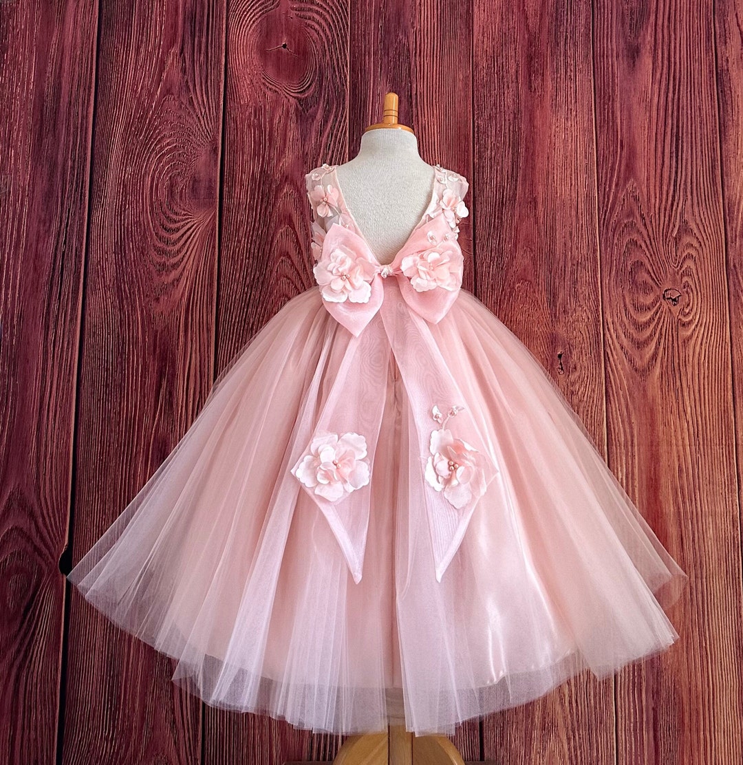 Floryme Floral Embroidery Knee-length Toddler Birthday Dress