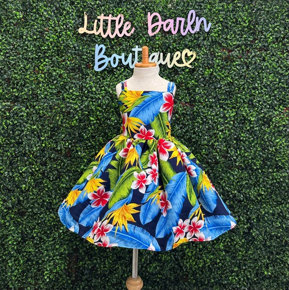 Turquoise Summer Tropical Island Trendy Palm Tree Flower Girl Hawaiian Birthday Party Toddler Junior Girl Knee Length Spaghetti Strap Dress Turquoise Summer Tropical Island Trendy Palm Tree Flower Girl Hawaiian Birthday Party Toddler Junior Girl Knee Length Spaghetti Strap Dress