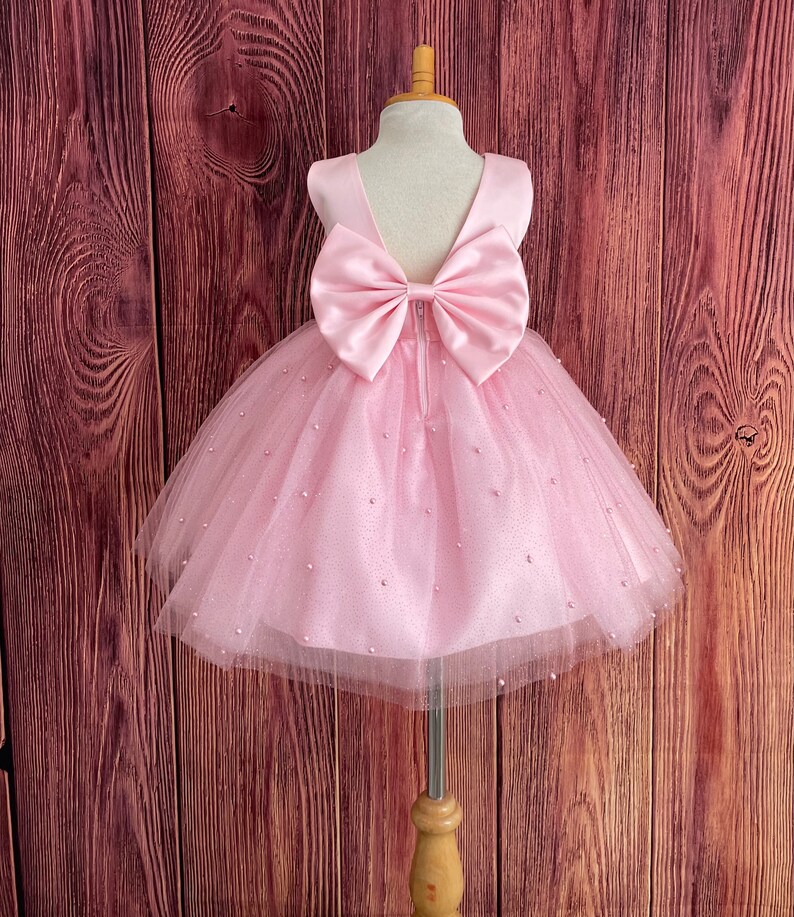 A-line Tulle Knee-length Pearl Pink Dress (2003224887) main image 1