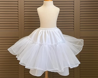 White Ankle Length Custom Petticoat Wedding Flower Girl Junior Toddler Graduation Baptism Photoshoot Birthday Pageant Ball Gown Slip