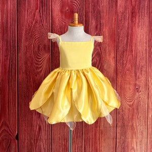 Yellow Fairytale Fairy Infant Toddler Junior Halloween Costume Photoshoot Summer Birthday Cosplay Dress Up Girl Knee Tutu Smash Cake Dress