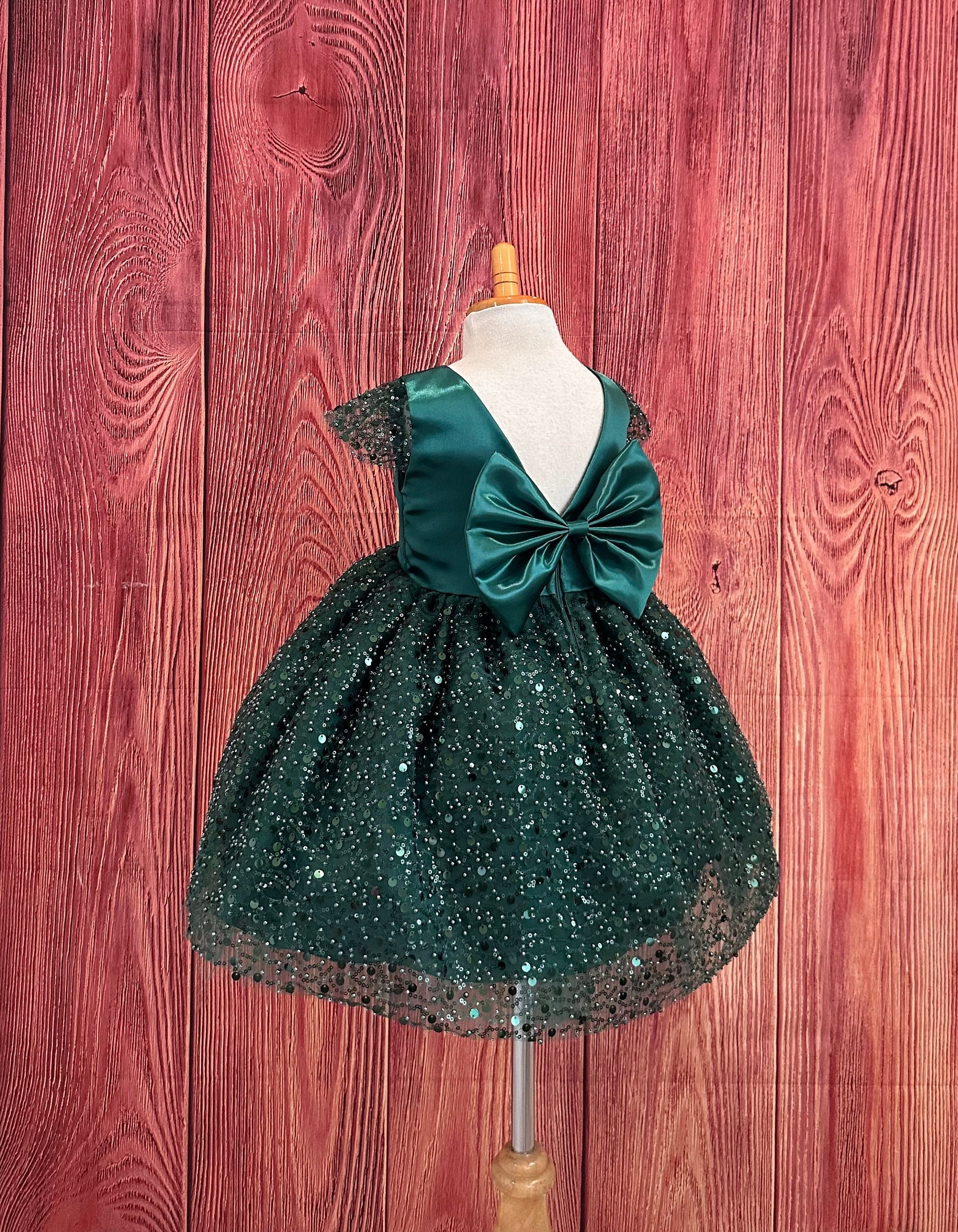 bonprix sequin party dress - dark green - size 14/16 Hunter Pearl V-Back Knee Length Elegant Toddler Summer Wedding Birthday Princess Flower Girl Christmas Fall Church Girl Whether you are dressing