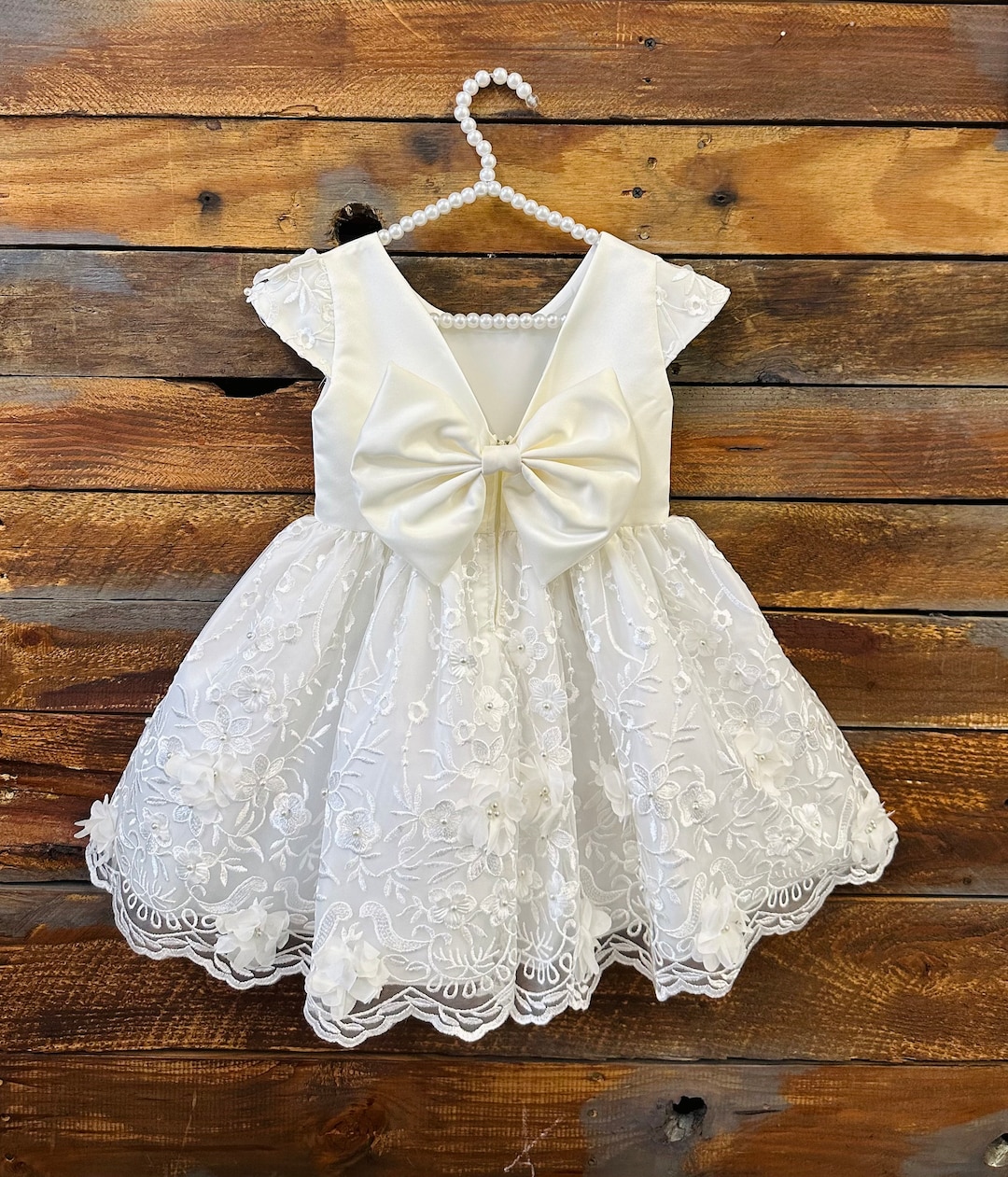 Kids Lace Embroidered Communion Dress With Illusion Neckline #TK5819 | Norma Reed