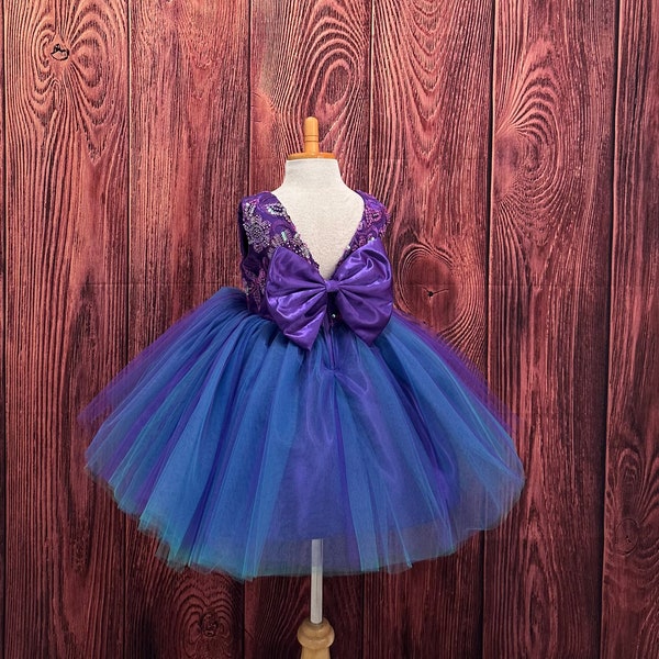 Girls Purple Tulle Sequin Dress main image 1